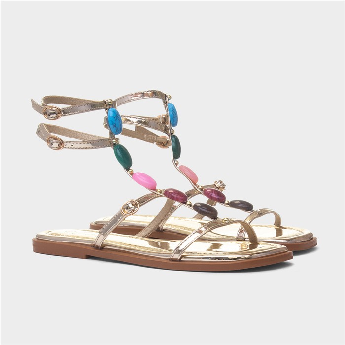 Sandy Womens Gold Strappy Sandal