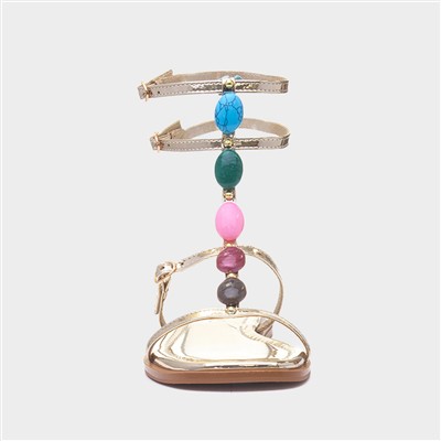 Sandy Womens Gold Strappy Sandal