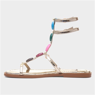 Sandy Womens Gold Strappy Sandal