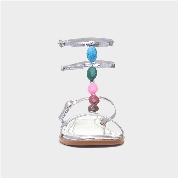 Sandy Womens Silver Strappy Sandal