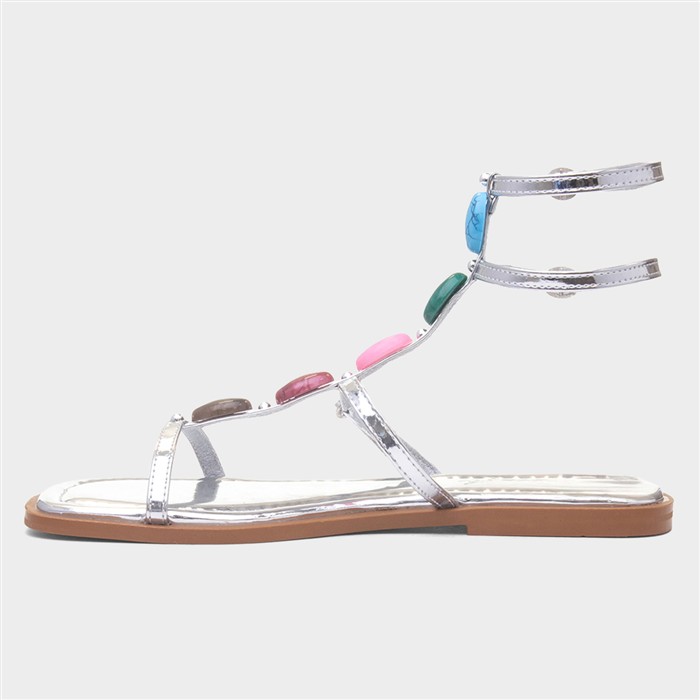 Sandy Womens Silver Strappy Sandal