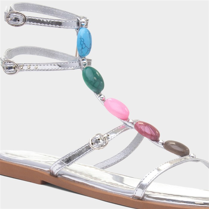 Sandy Womens Silver Strappy Sandal