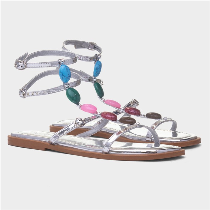 Sandy Womens Silver Strappy Sandal