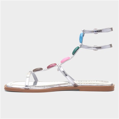 Sandy Womens Silver Strappy Sandal