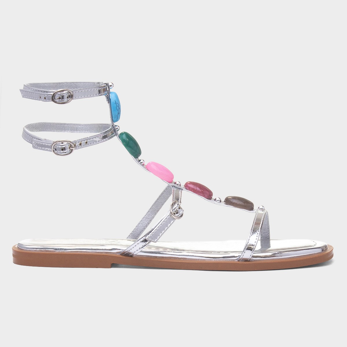 Sandy Womens Silver Strappy Sandal