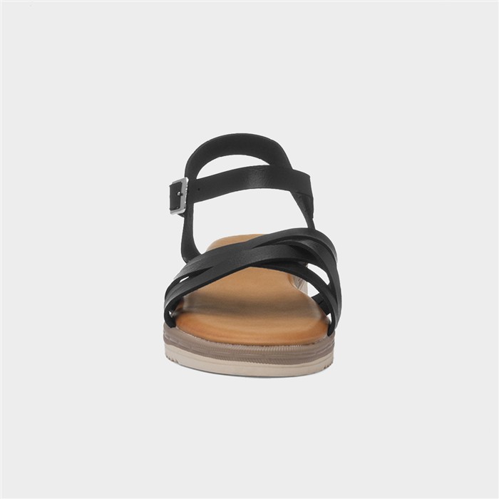 Kenzie Womens Black Strappy Wedge Sandal