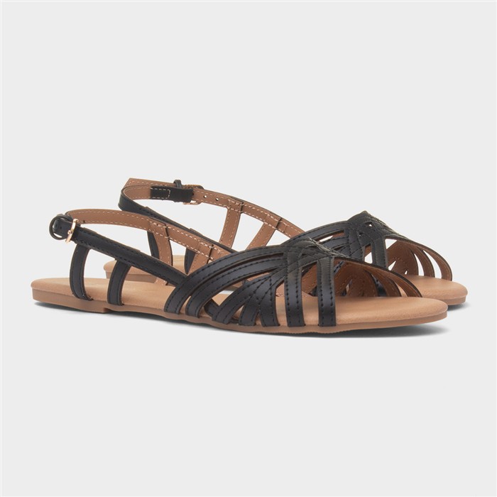Jeni Womens Black Wide Fit Strappy Sandal