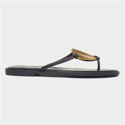 Elena Womens Black Toe Post Sandal