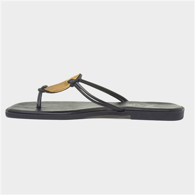 Elena Womens Black Toe Post Sandal