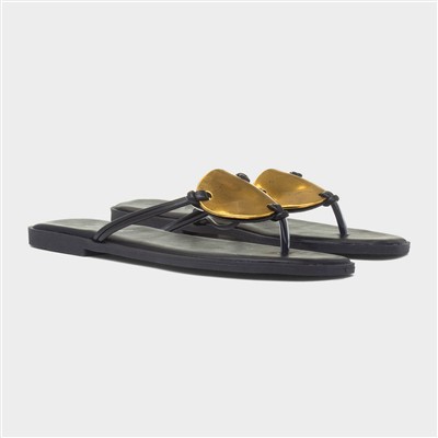 Elena Womens Black Toe Post Sandal