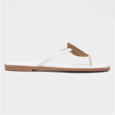 Elena Womens White Toe Post Sandal