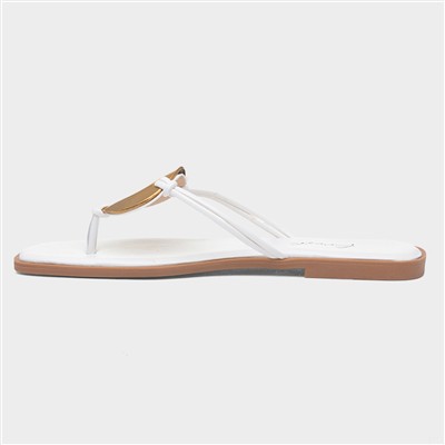 Elena Womens White Toe Post Sandal