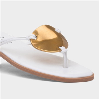 Elena Womens White Toe Post Sandal