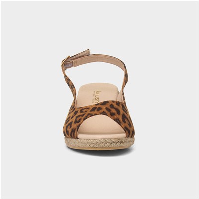 Mae Womens Tan Leopard Wedge Sandal