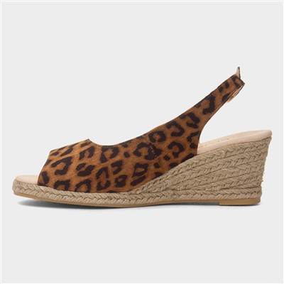 Mae Womens Tan Leopard Wedge Sandal