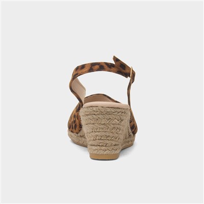 Mae Womens Tan Leopard Wedge Sandal