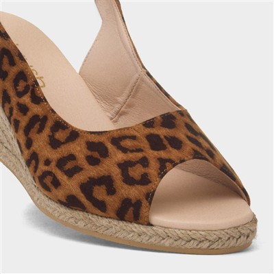 Mae Womens Tan Leopard Wedge Sandal
