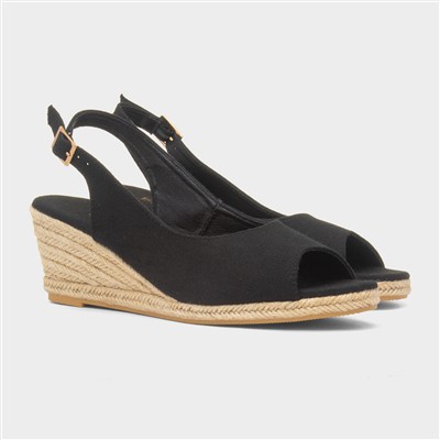 Mae Womens Black Wedge Sandal