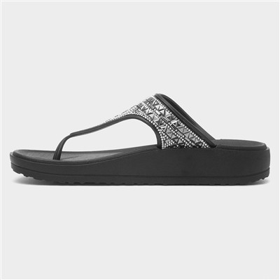 Victoria Womens Black Toe Post Sandal