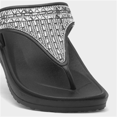 Victoria Womens Black Toe Post Sandal