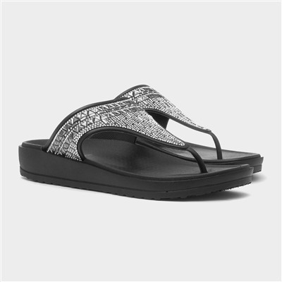 Victoria Womens Black Toe Post Sandal