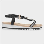 Krush Ciara Womens Black Wedge Diamante Sandal (Click For Details)