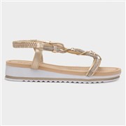 Krush Ciara Womens Gold Wedge Diamante Sandal (Click For Details)