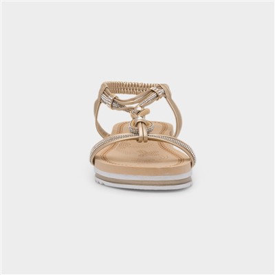 Ciara Womens Gold Wedge Diamante Sandal