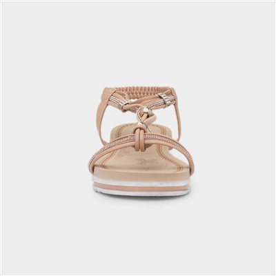 Ciara Womens Nude Wedge Diamante Sandal