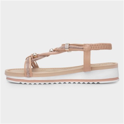 Ciara Womens Nude Wedge Diamante Sandal