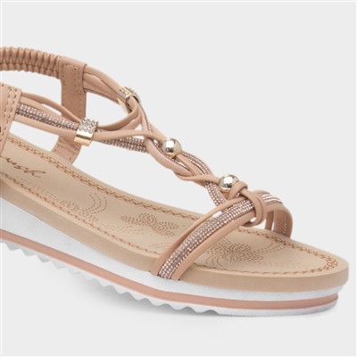 Ciara Womens Nude Wedge Diamante Sandal