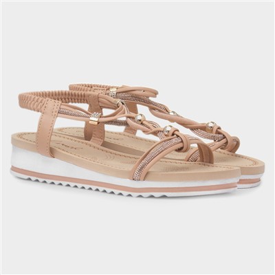 Ciara Womens Nude Wedge Diamante Sandal