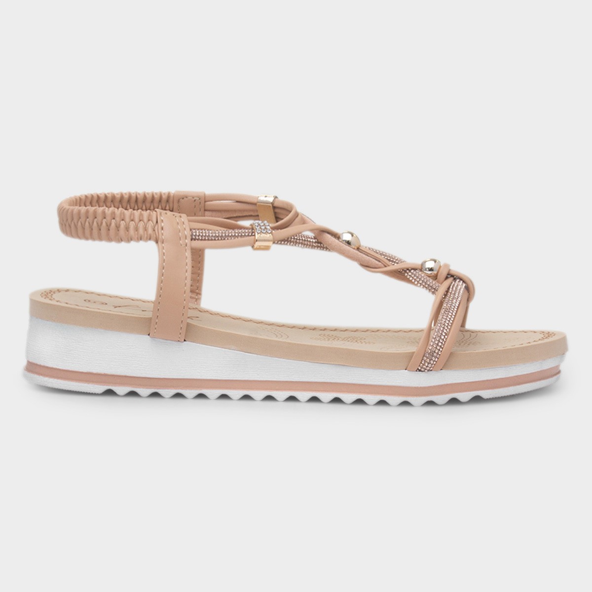 Ciara Womens Nude Wedge Diamante Sandal