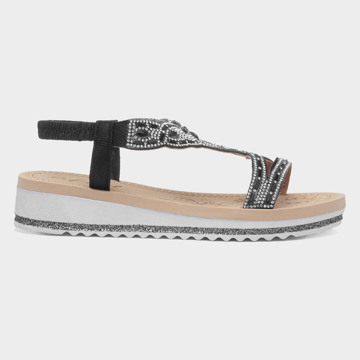 Ana Womens Black Diamante Sandal