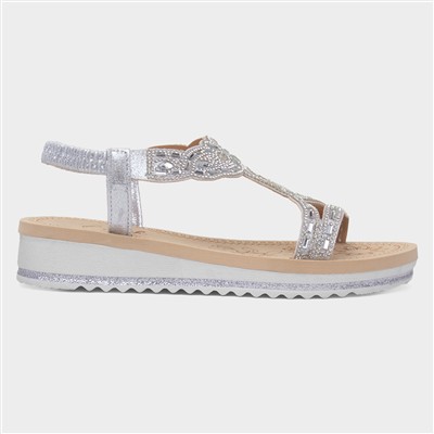 Ana Womens Silver Diamante Sandal