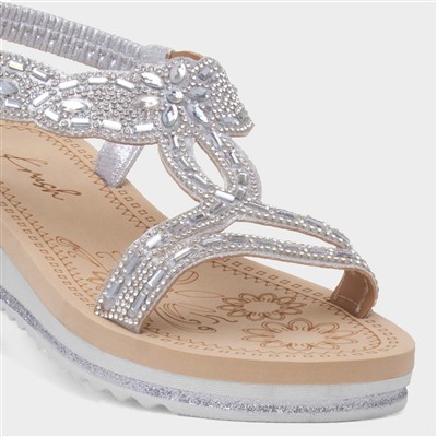Ana Womens Silver Diamante Sandal