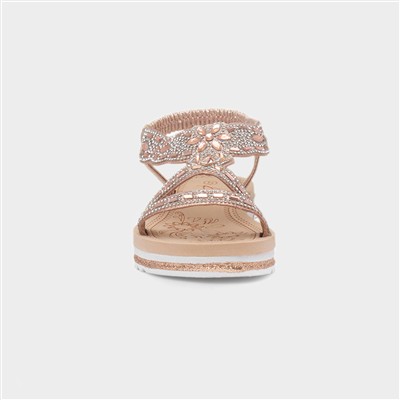 Ana Womens Rose Gold Diamante Sandal