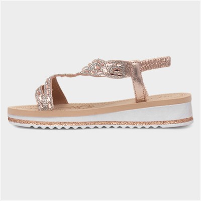 Ana Womens Rose Gold Diamante Sandal