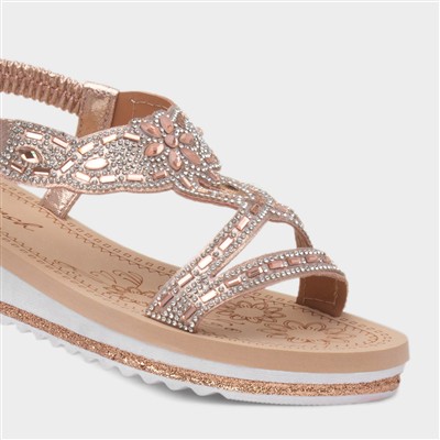 Ana Womens Rose Gold Diamante Sandal