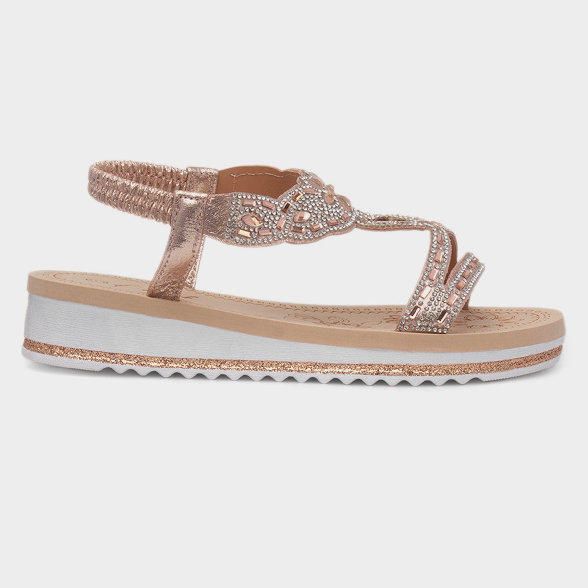 Ana Womens Rose Gold Diamante Sandal