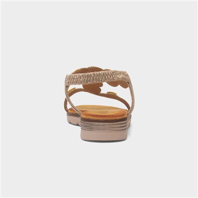 Kaitlin Womens Gold Gem Sandal