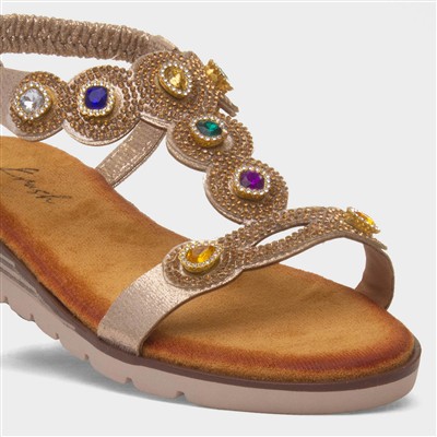 Kaitlin Womens Gold Gem Sandal