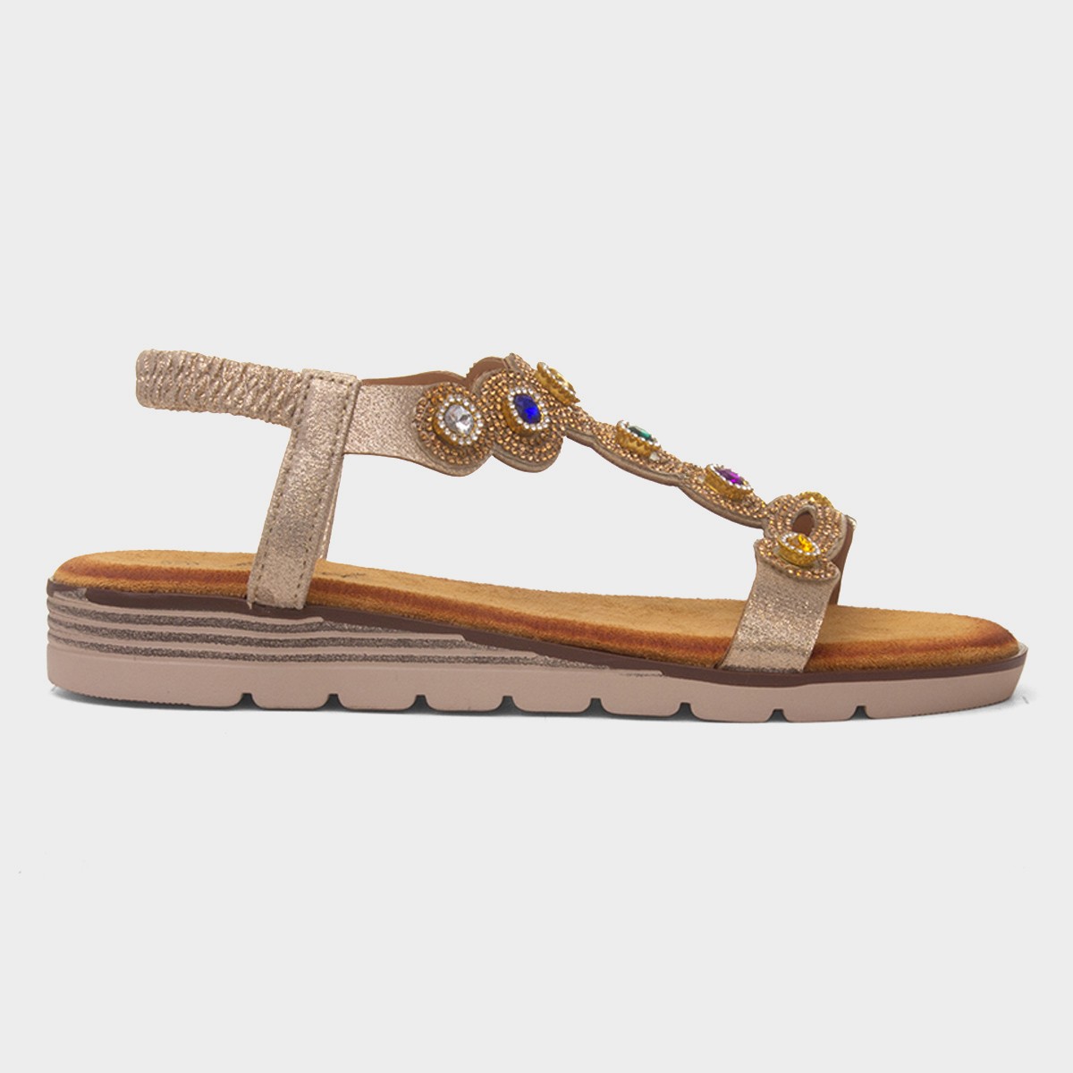 Kaitlin Womens Gold Gem Sandal