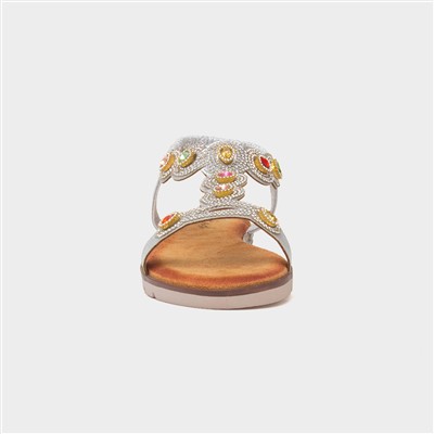 Kaitlin Womens Silver Gem Sandal