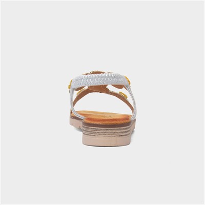 Kaitlin Womens Silver Gem Sandal