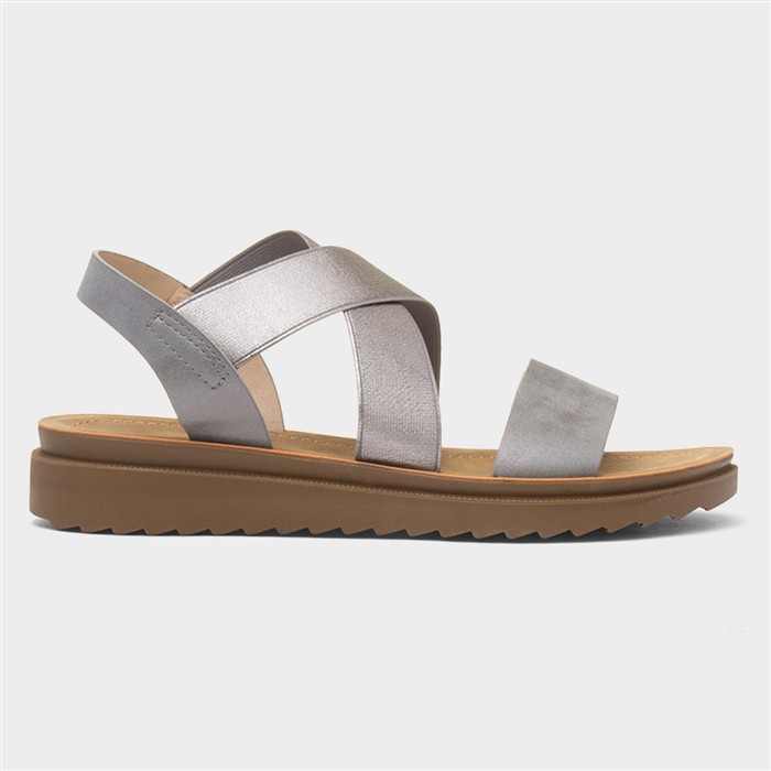 Maya Grace Marlene Womens Pewter Wide Fit Sandal-11323 | shoezone