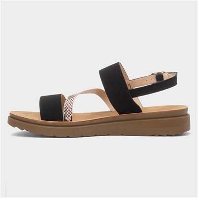 Eden Womens Black Wider Fit Sandal