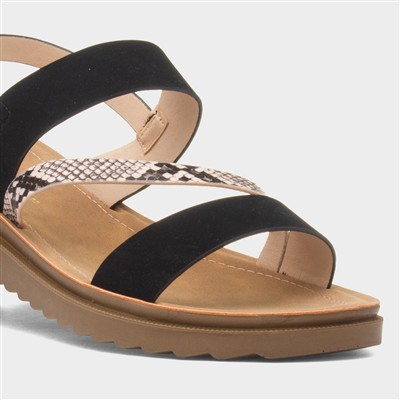 Eden Womens Black Wider Fit Sandal