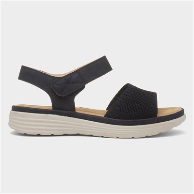 Ella Womens Black Easy Fasten Sandal