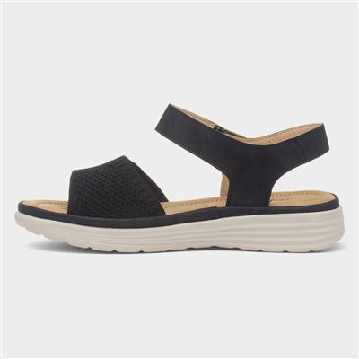 Ella Womens Black Easy Fasten Sandal